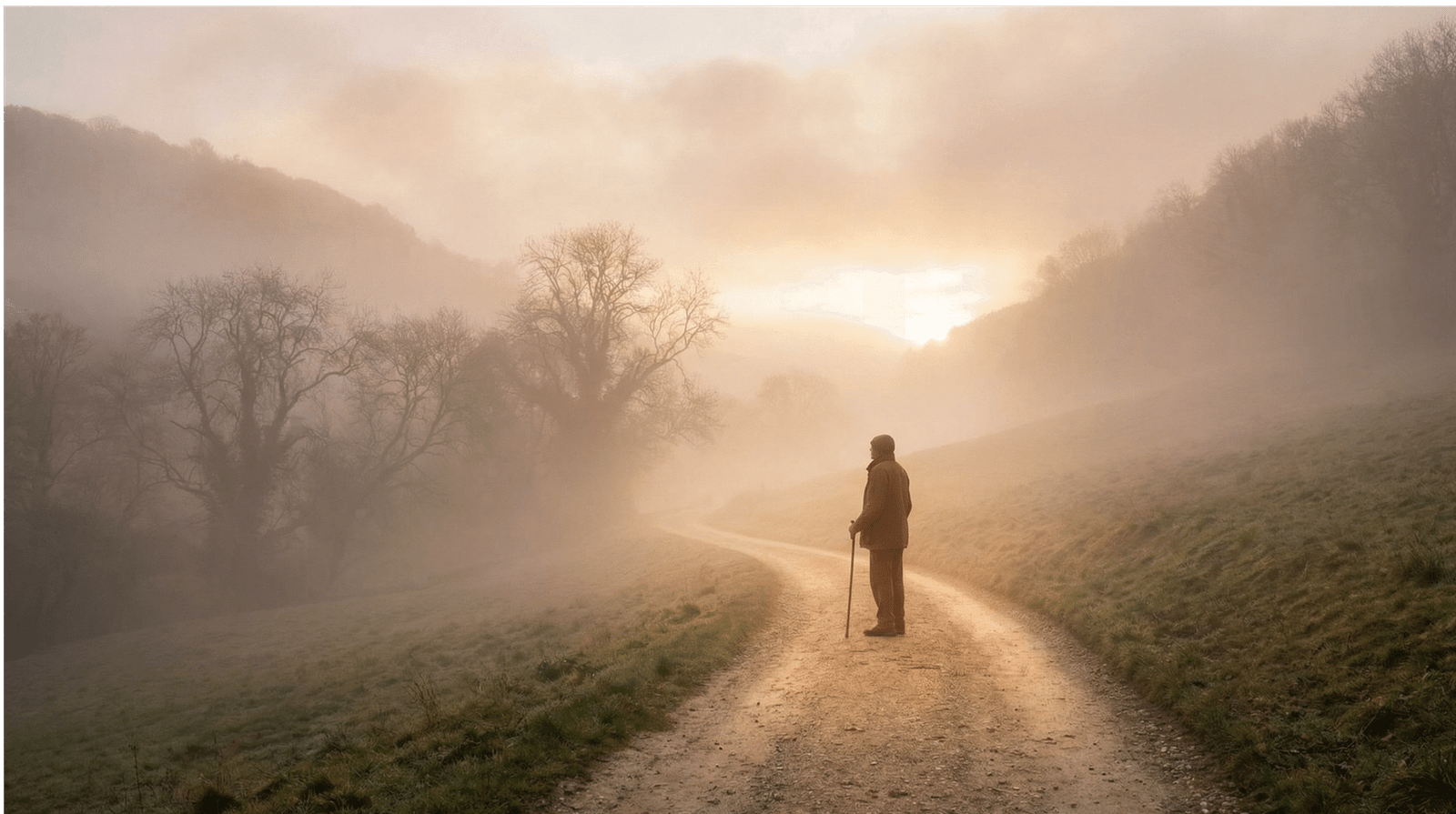 A dark television screen in a hospice room contrasting with a warm, sunlit bedside setting symbolizing the choice of presence.